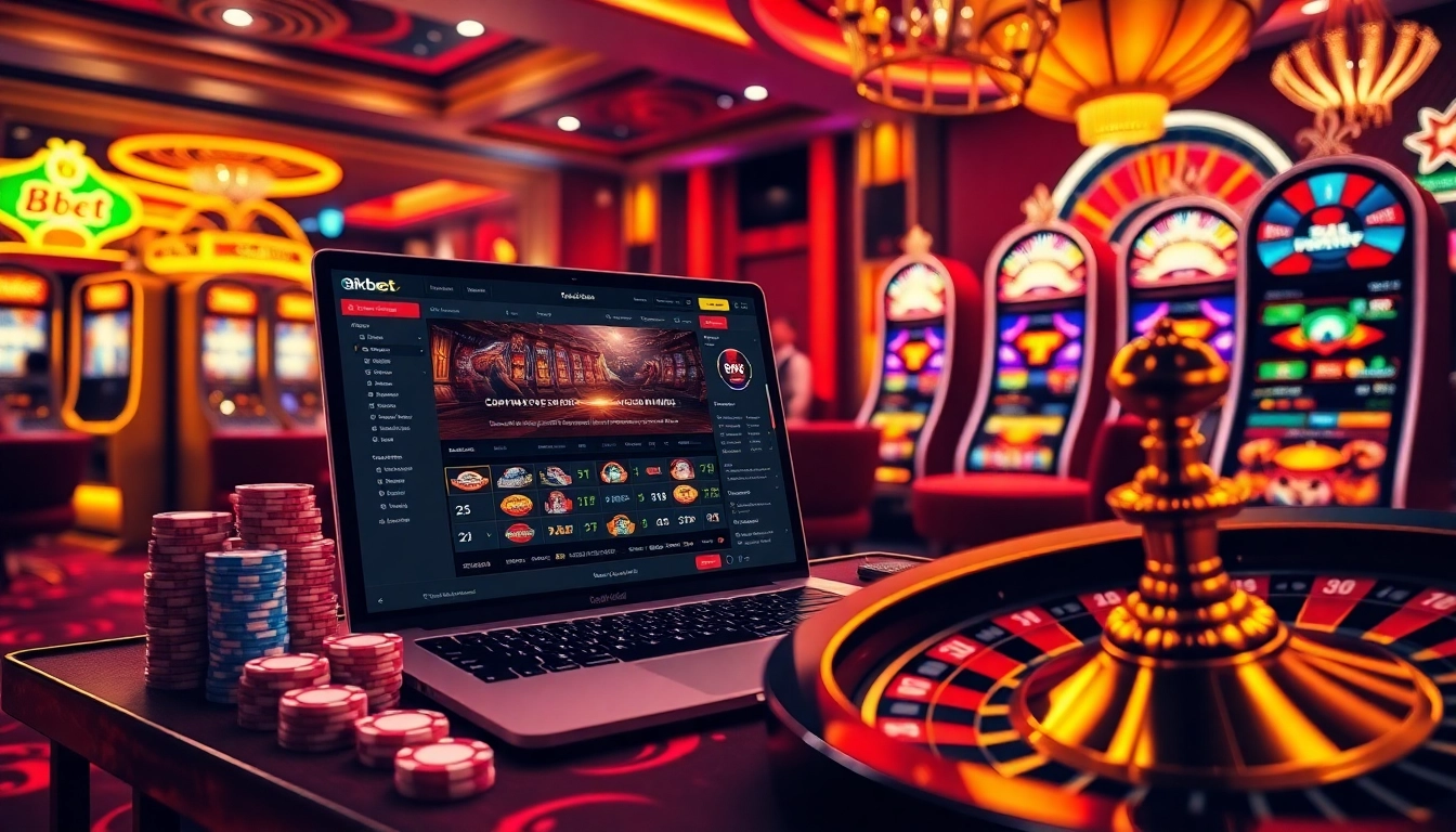 Gambling excitement with 8kbet's vibrant online casino interface and poker chips.