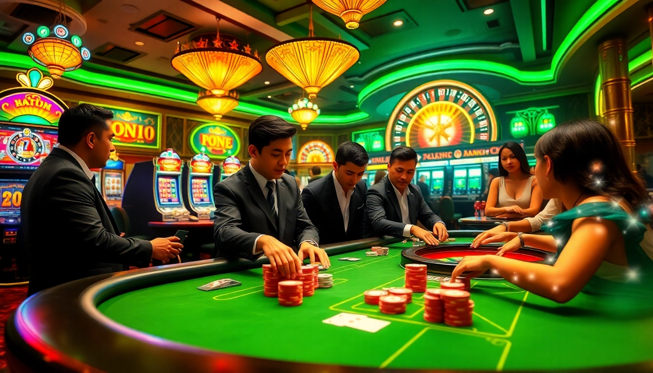 Players engaged in a thrilling game of Poker at ZT9398 casino, highlighting excitement and luxury.