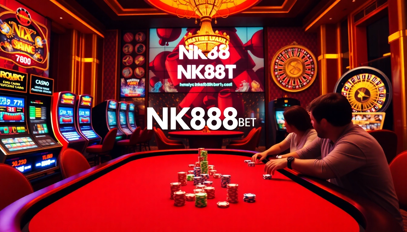 Engage in thrilling poker action with vibrant designs at https://nk88bet.org/, showcasing casino excitement.