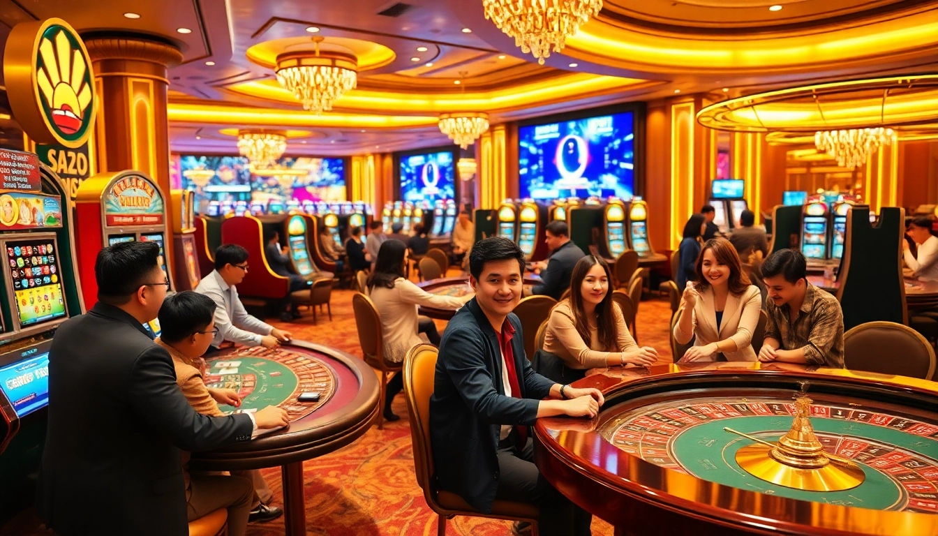 Gamblers enjoying their time at 99win casino tables, celebrating thrilling wins.