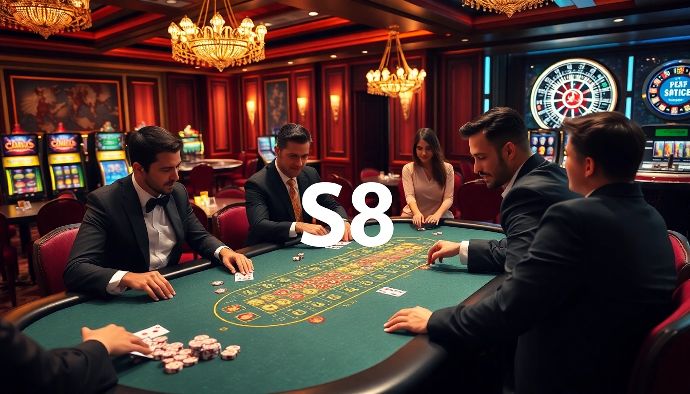 Experience the excitement of casino gambling with S8-style luxury tables and vibrant atmosphere.
