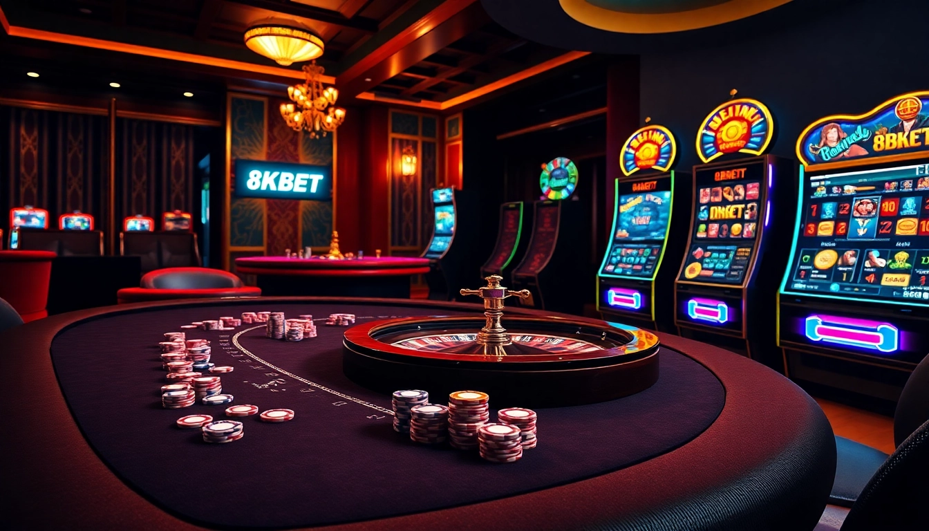 Experience thrilling gameplay at 8KBET with luxurious casino elements and vibrant betting interfaces.