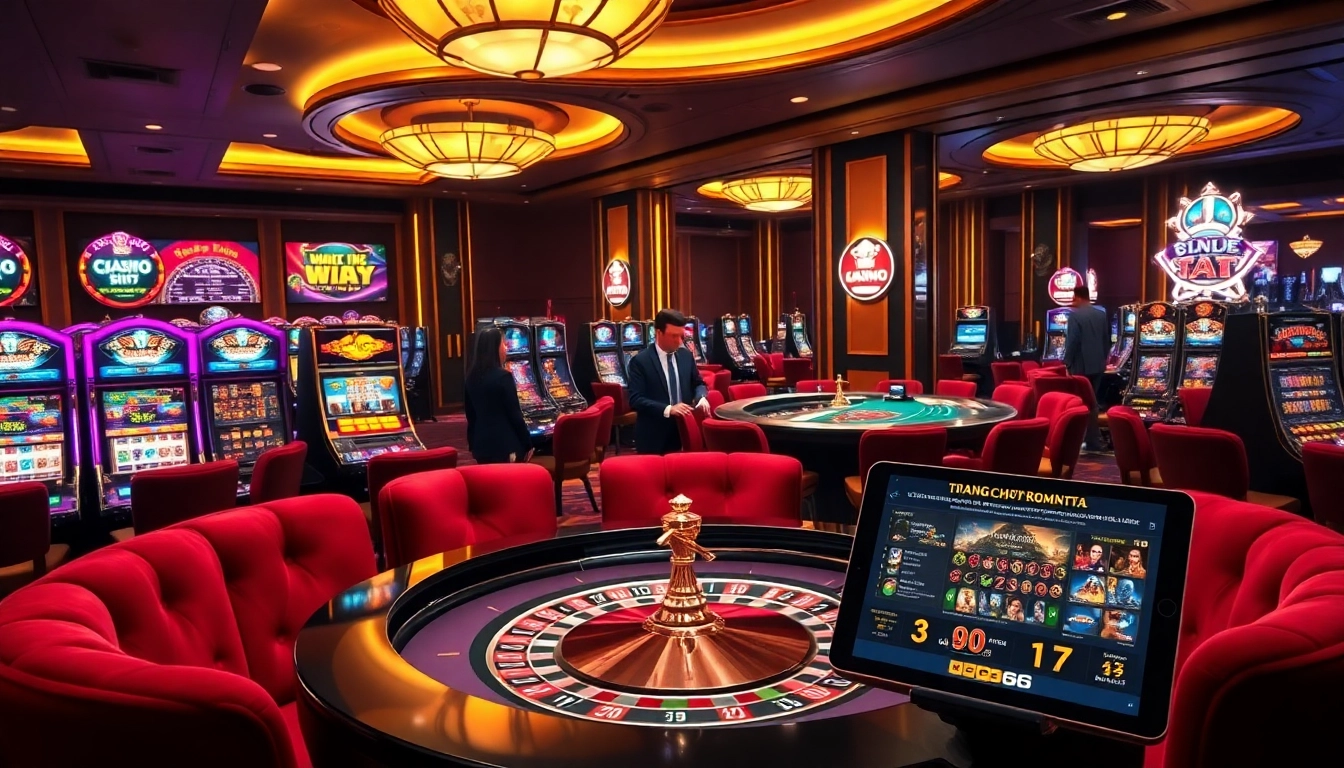 Experience the thrill of gambling at Trang chủ pg66 with vibrant casino tables and slot machines.