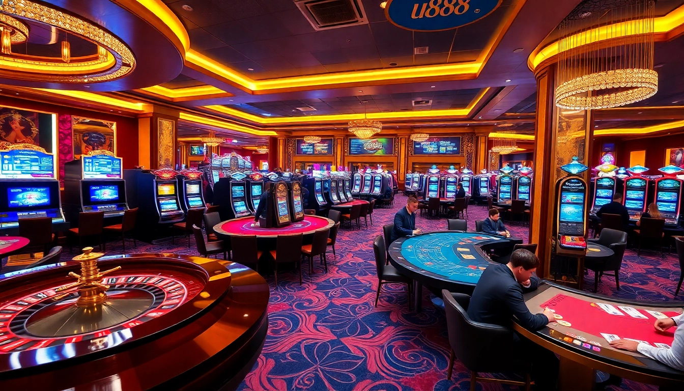 Experience thrilling gameplay at U888's luxurious casino tables, featuring roulette and slots.
