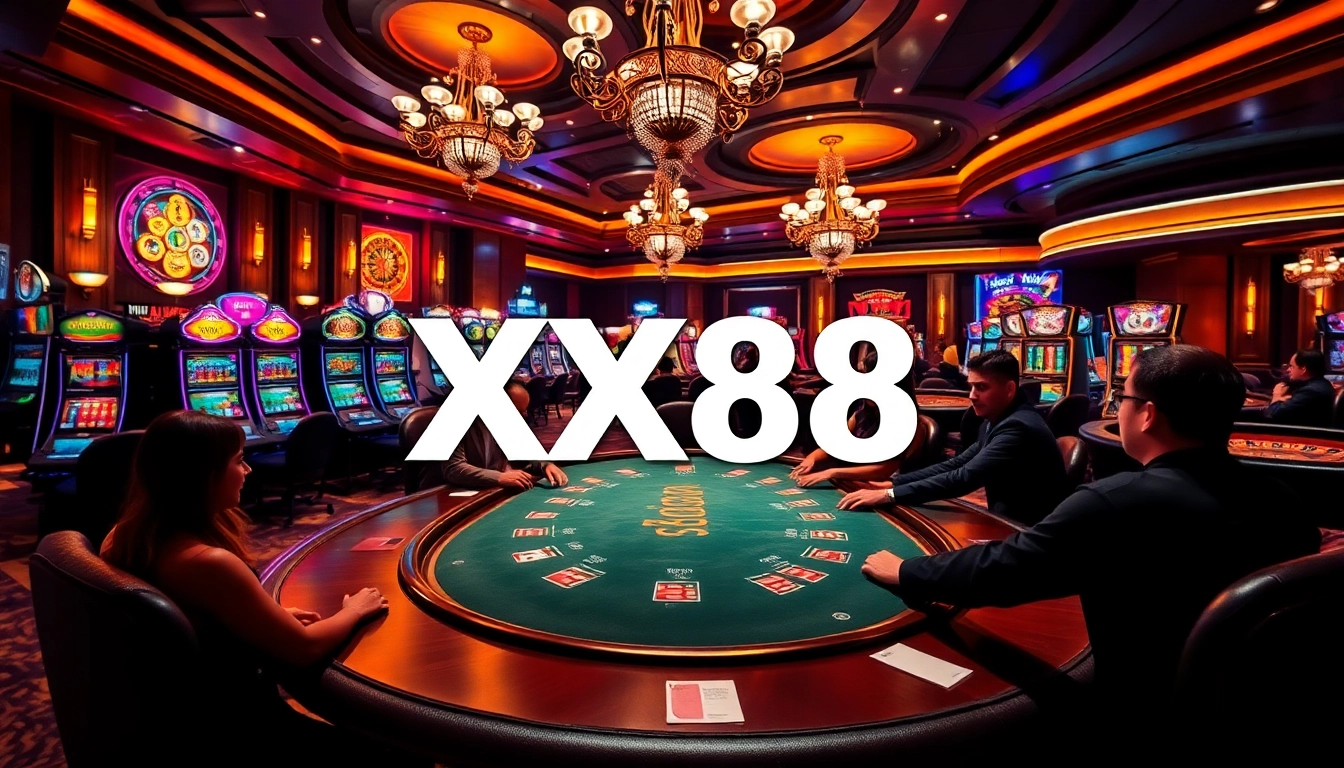 Experience thrilling gameplay at XX88 with vibrant casino tables and exciting slot machines.