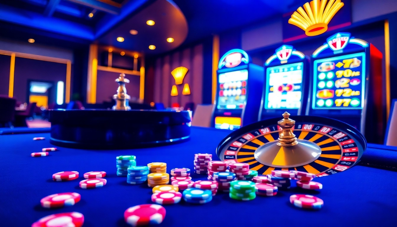 Experience the excitement of 789F casino with vibrant roulette and poker tables in action.
