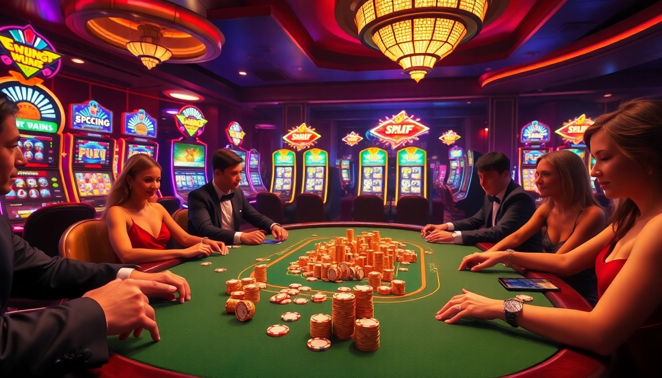 Betting excitement at https://zk88.club/ with players enjoying high-stakes poker and vibrant casino visuals.