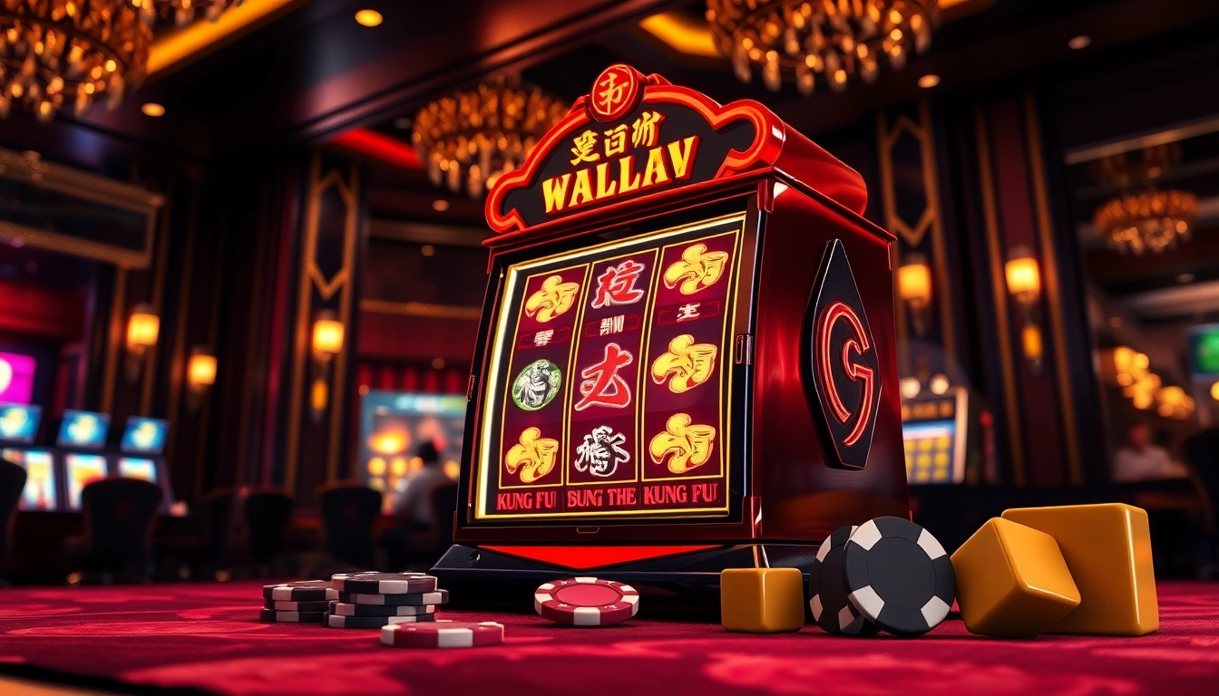 Spin to win on the exciting hhkungfu-themed slot machine in a luxurious casino.