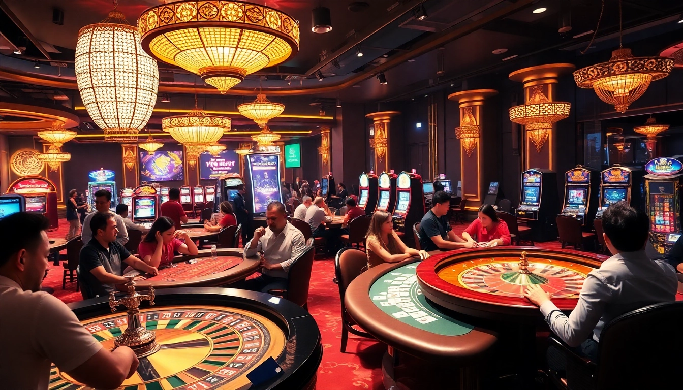 Players engaging in casino games with vibrant gambling elements featuring 888vnd currency.