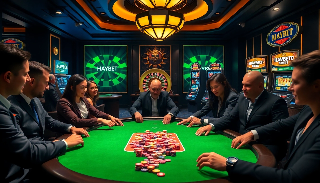 Experience the excitement of HAYBET at a luxury casino poker table with vibrant chips.