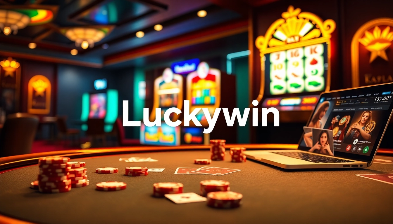 Experience luxury at Luckywin with elegant poker tables and vibrant slot machines.