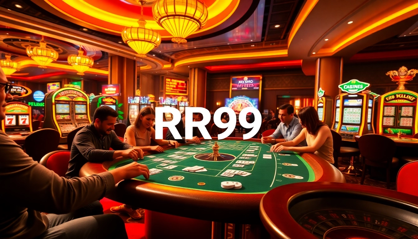 Players actively gamble on the RR99 gaming table, showcasing high-stakes excitement and strategy.