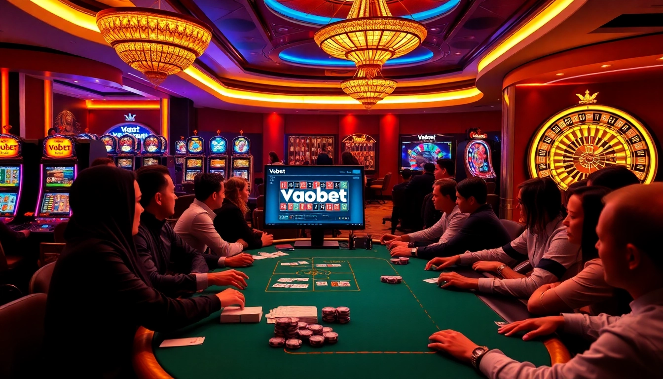 Experience thrilling high-stakes poker excitement at Vaobet's vibrant casino table.