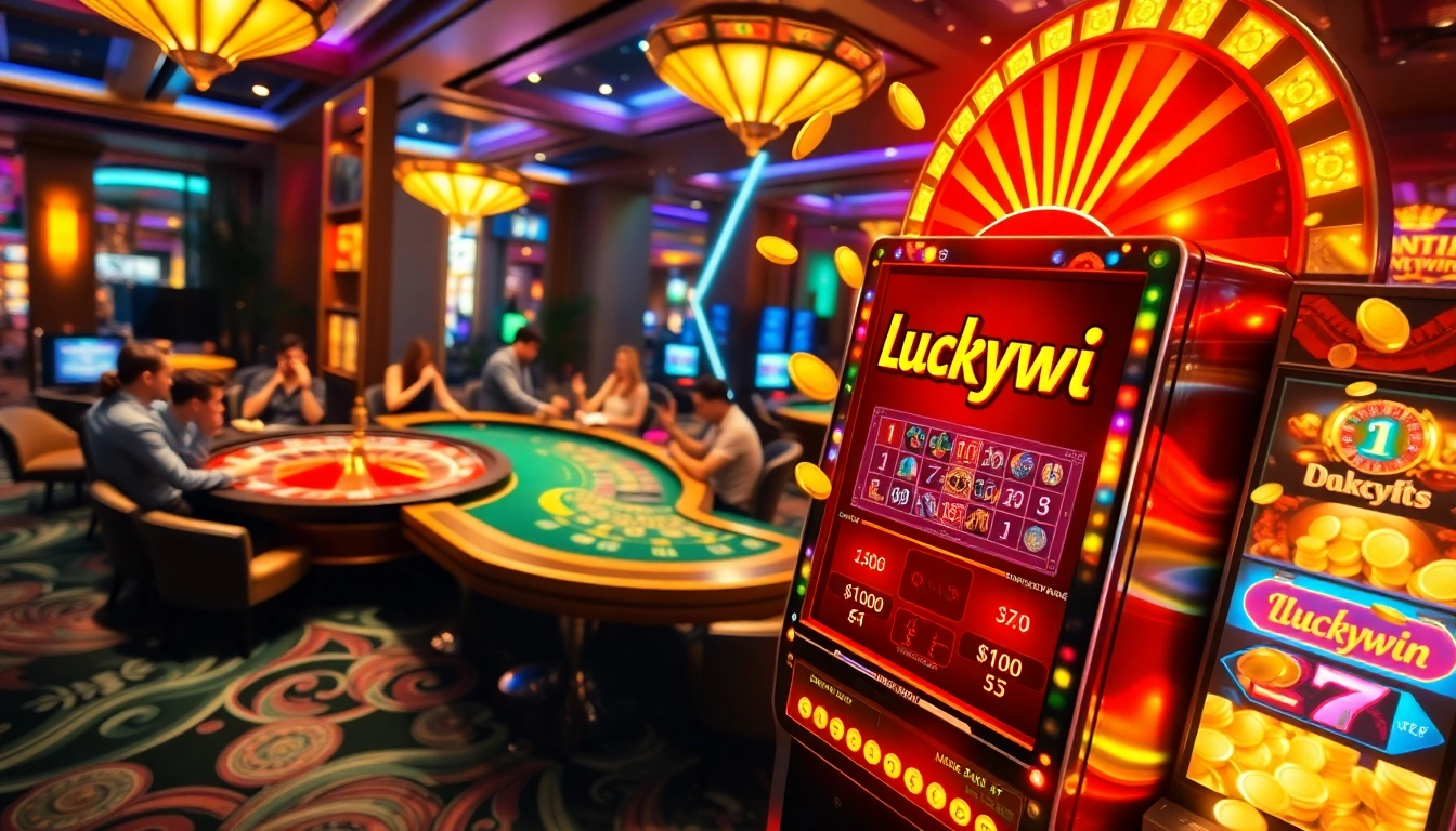 Experience the thrill of Luckywin at a luxurious casino with engaging games and vibrant slot machines.