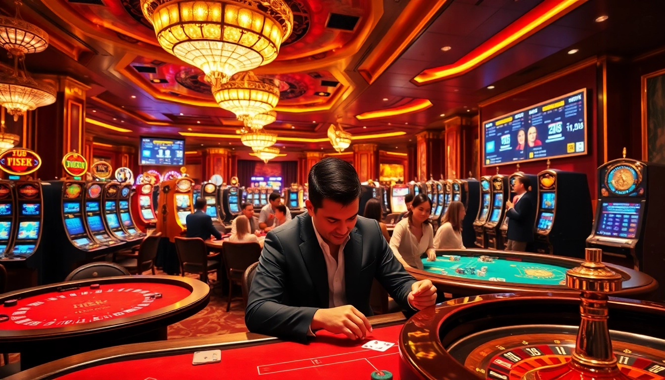 Experience the excitement of HZ88 at a luxurious casino table with vibrant gaming action.