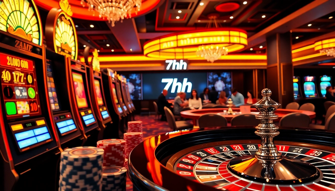 Players enjoying popular slot games in the luxurious 7hh casino environment.
