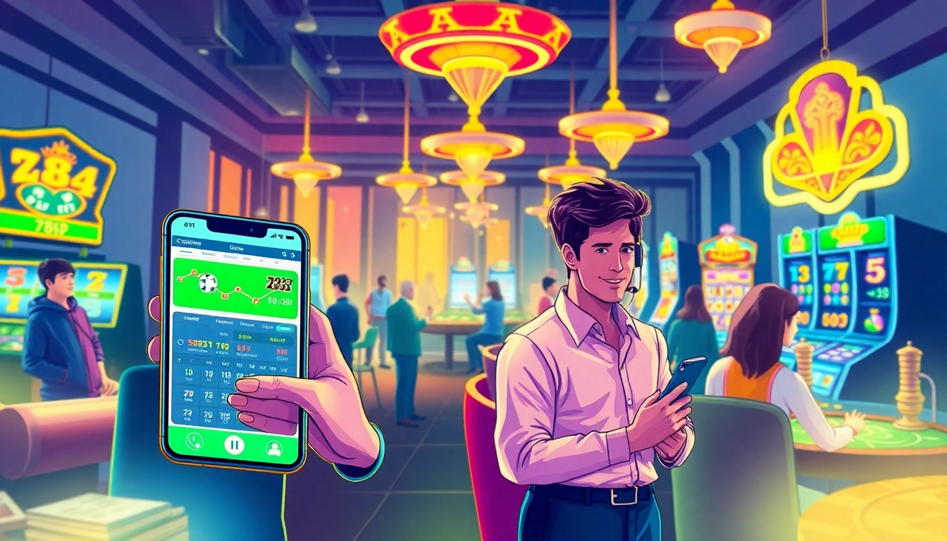 Engaging scene of players experiencing 789P's online gambling platform, showcasing sports betting and casino games.