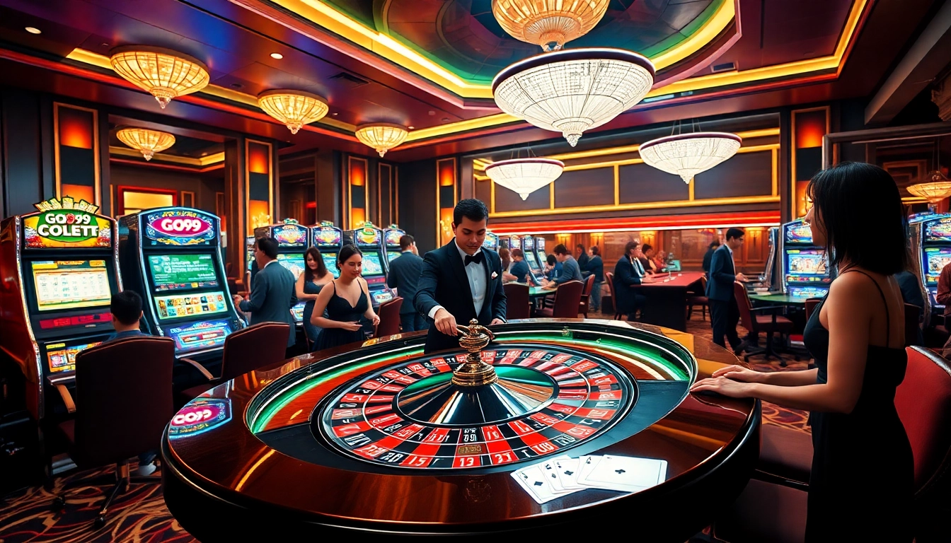 Exciting gaming moment at GO99 casino with vibrant roulette table and professional dealer.