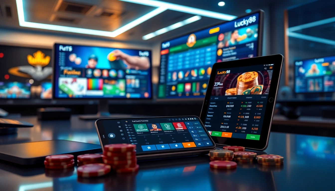 Exciting Lucky88 online gambling application interface displayed on modern devices.