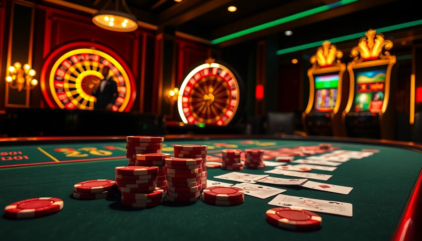 Engage in thrilling gameplay at https://mmoo.de.com/ with luxurious casino tables and vibrant poker chips.