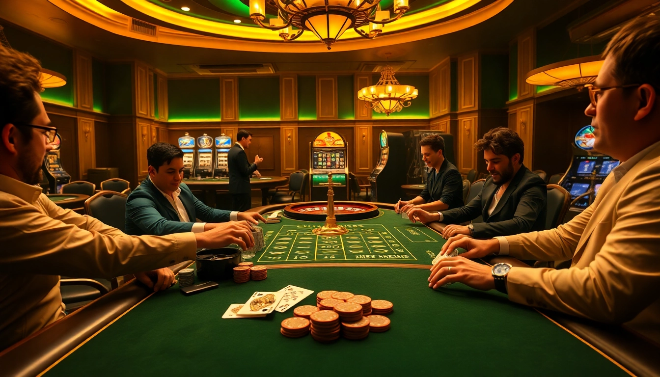 Excited players at a poker table experience luxury and thrill, reflecting https://new8838.net/ in an elegant casino setting.
