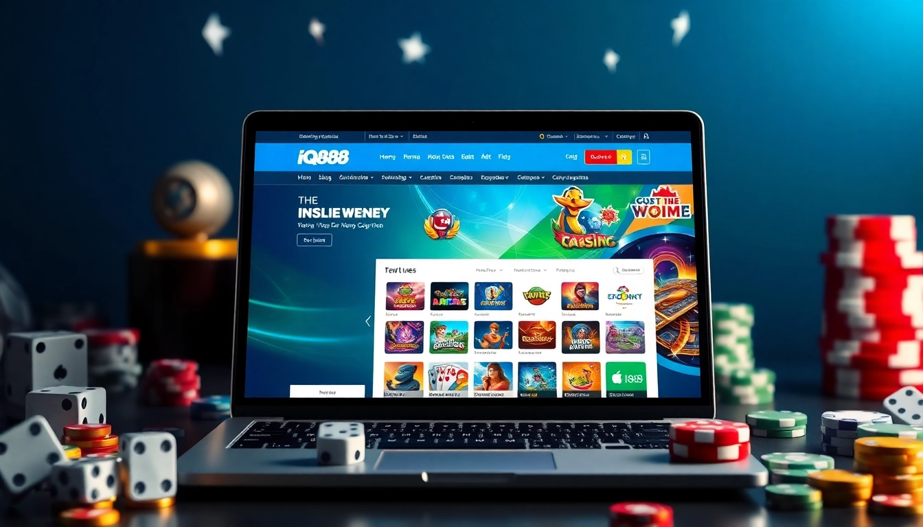 Engaging online gaming interface of IQ88 with colorful game icons and dynamic elements.