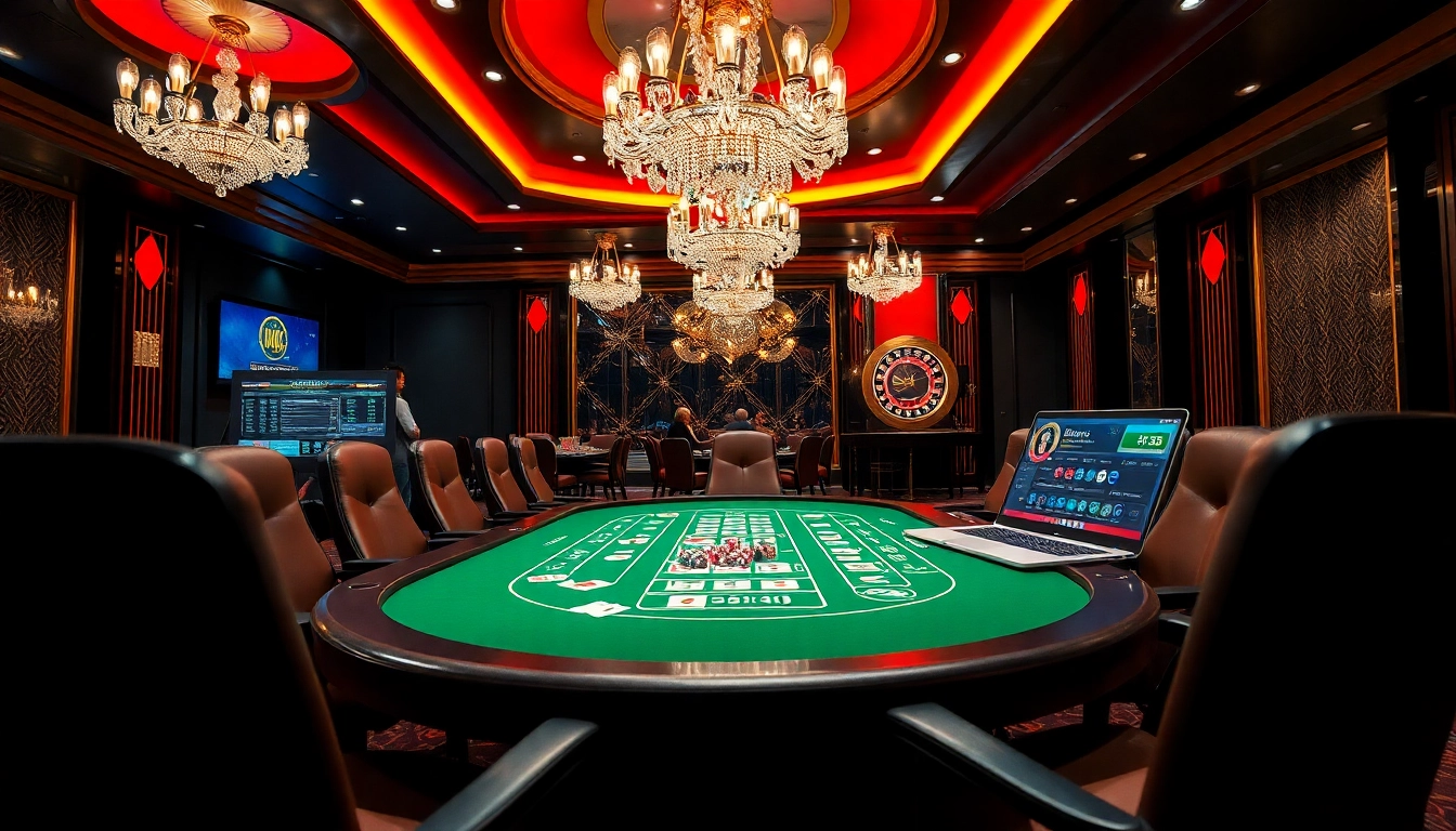 Players enjoy thrilling Tài Xỉu MD5 games in a luxurious casino setting with high-stakes betting.