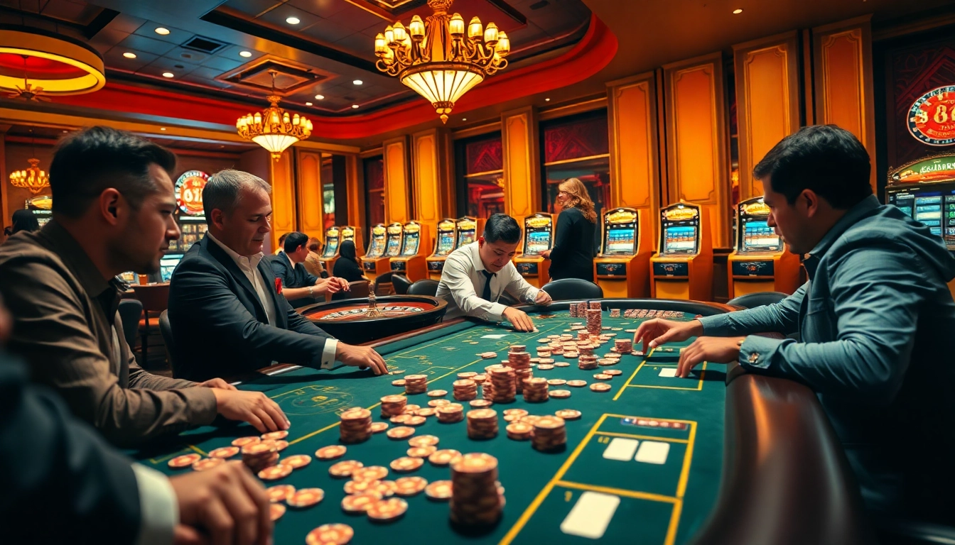 Exciting casino poker game scene featuring 68VIP branding, showcasing vibrant chips and cards.