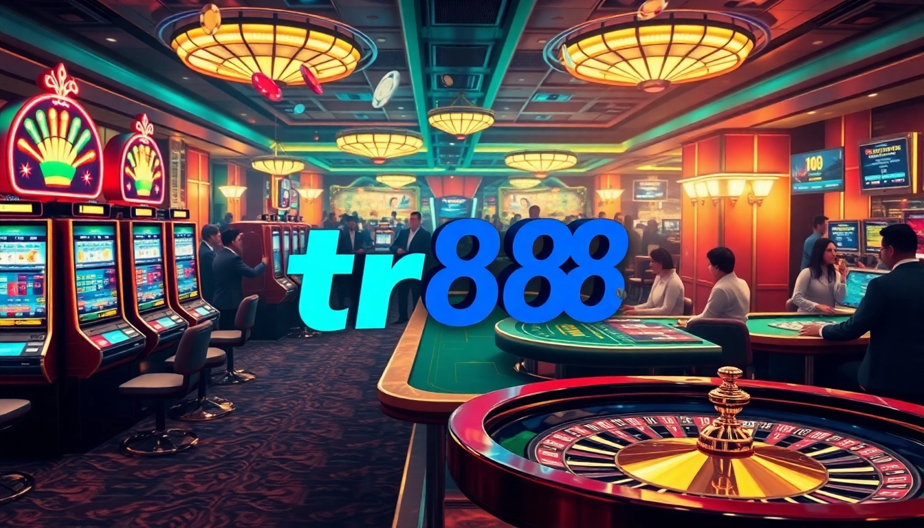 Experience the excitement of the tr88 game at a luxury casino with vibrant tables and action-packed gameplay.