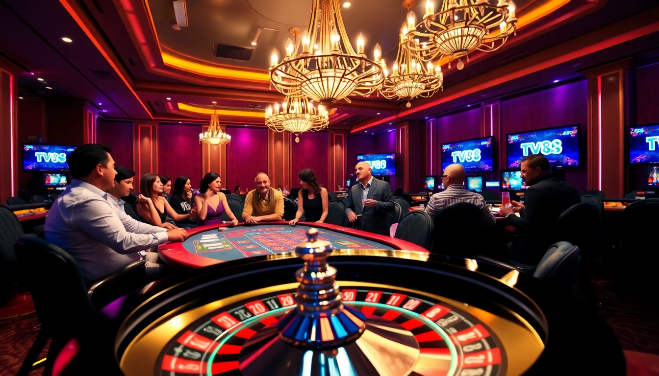 TV88 enhances the excitement of gambling at a luxurious casino with a vibrant poker scene.