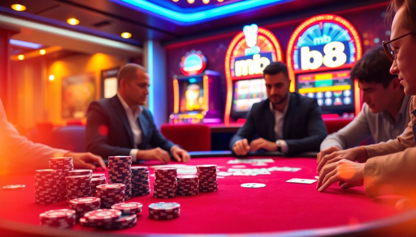 Play with excitement at the mb 88 poker table featuring vibrant cards and chips.