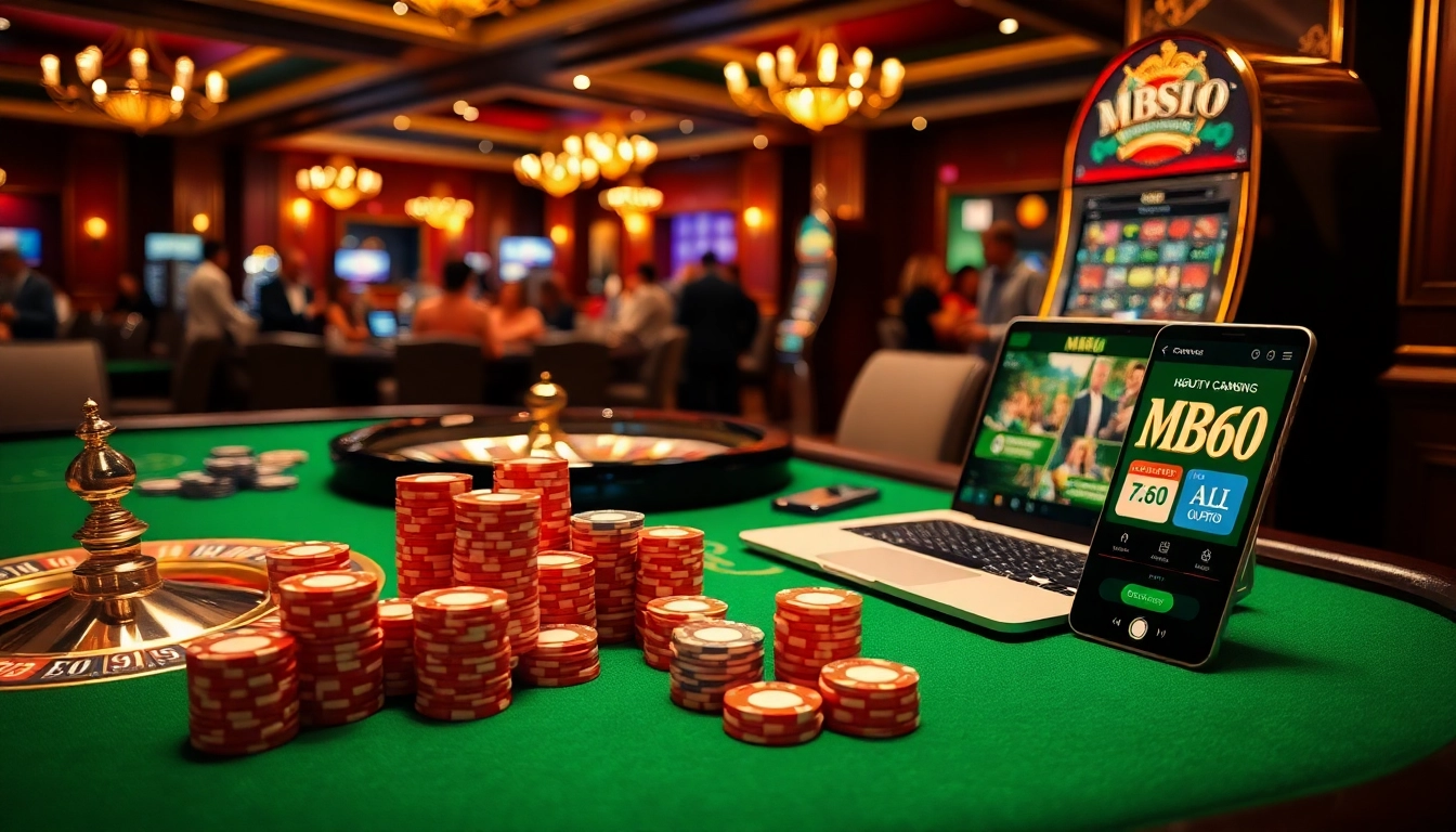 Experience thrilling games at https://mb66.ski/ with an elegant casino table and vibrant atmosphere.