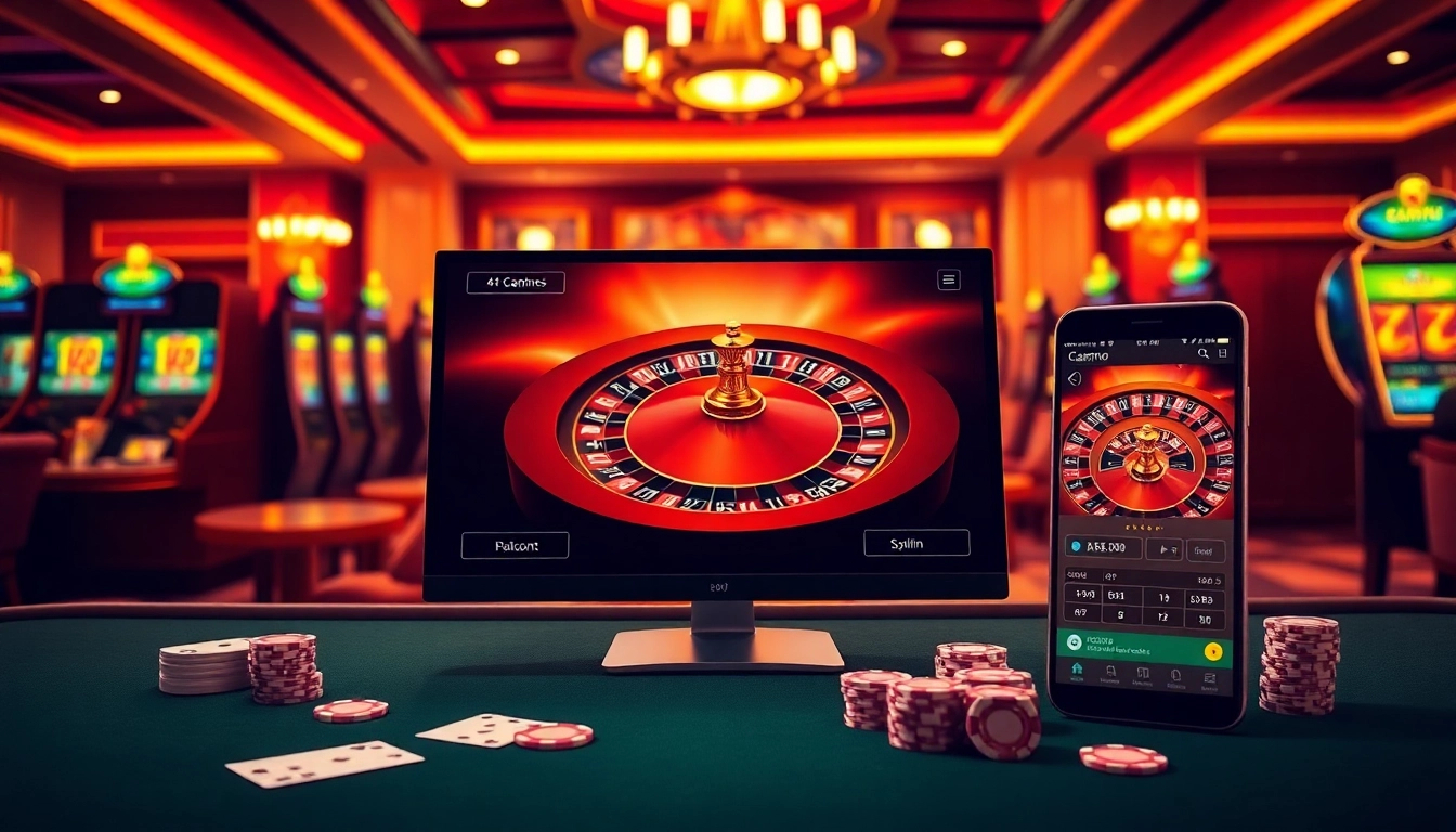 Experience the thrill of gambling at http://luck8f.cn.com/ with a vibrant casino scene showcasing gaming excitement.
