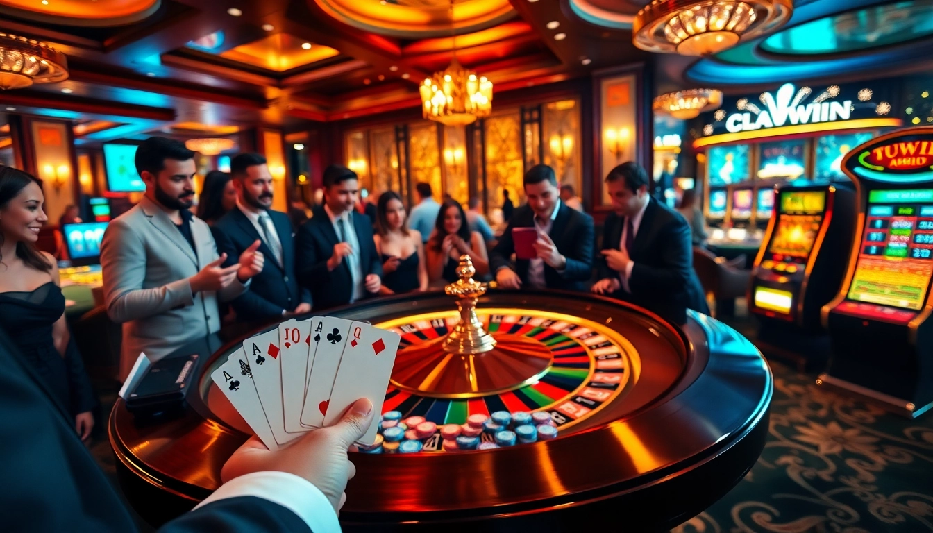 Experience the thrill of winning at vswin with an exciting casino scene featuring roulette and poker.