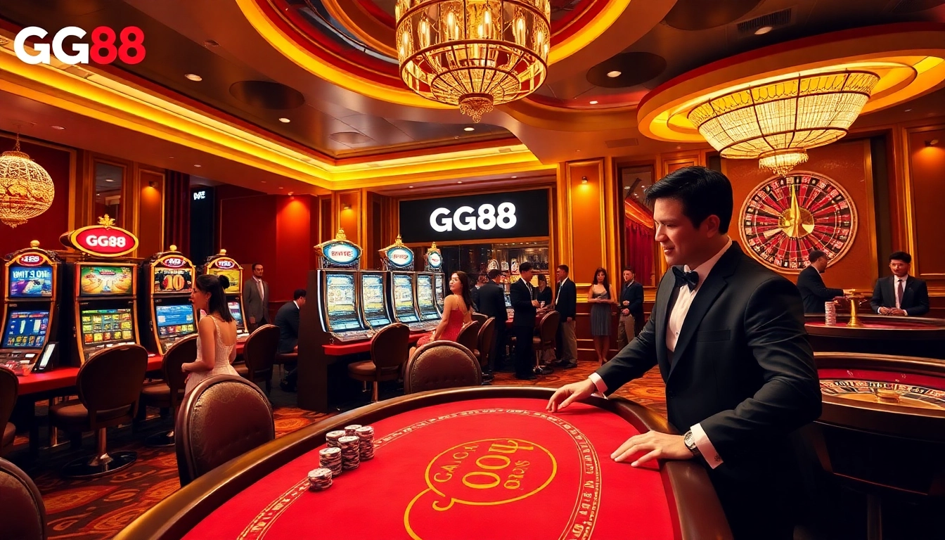 Experience the excitement of GG88 with vibrant casino tables and eager players.