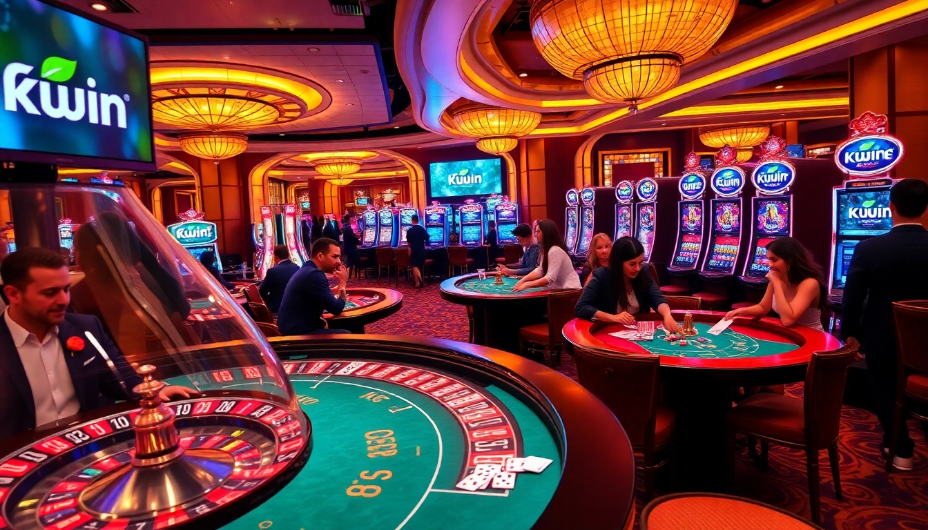 Experience the excitement of KUWIN with players at a vibrant casino gaming floor.