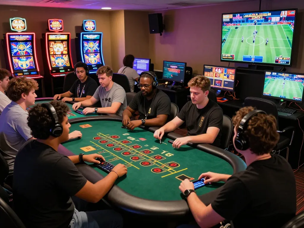 Engaged players enjoying tk88's online casino experience with live games and vibrant slot visuals.