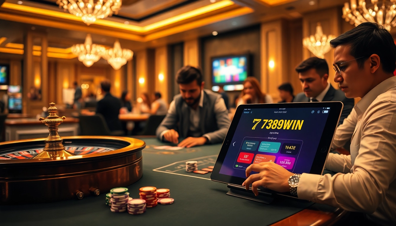 Players engaging in casino games at 789WIN online platform with vibrant atmosphere.