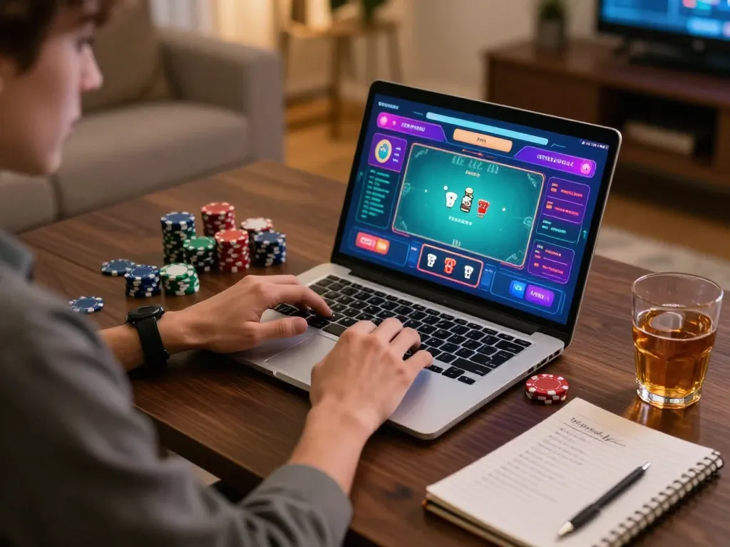 Player engaged in a strategic poker session on 789club platform, showcasing exciting gameplay.