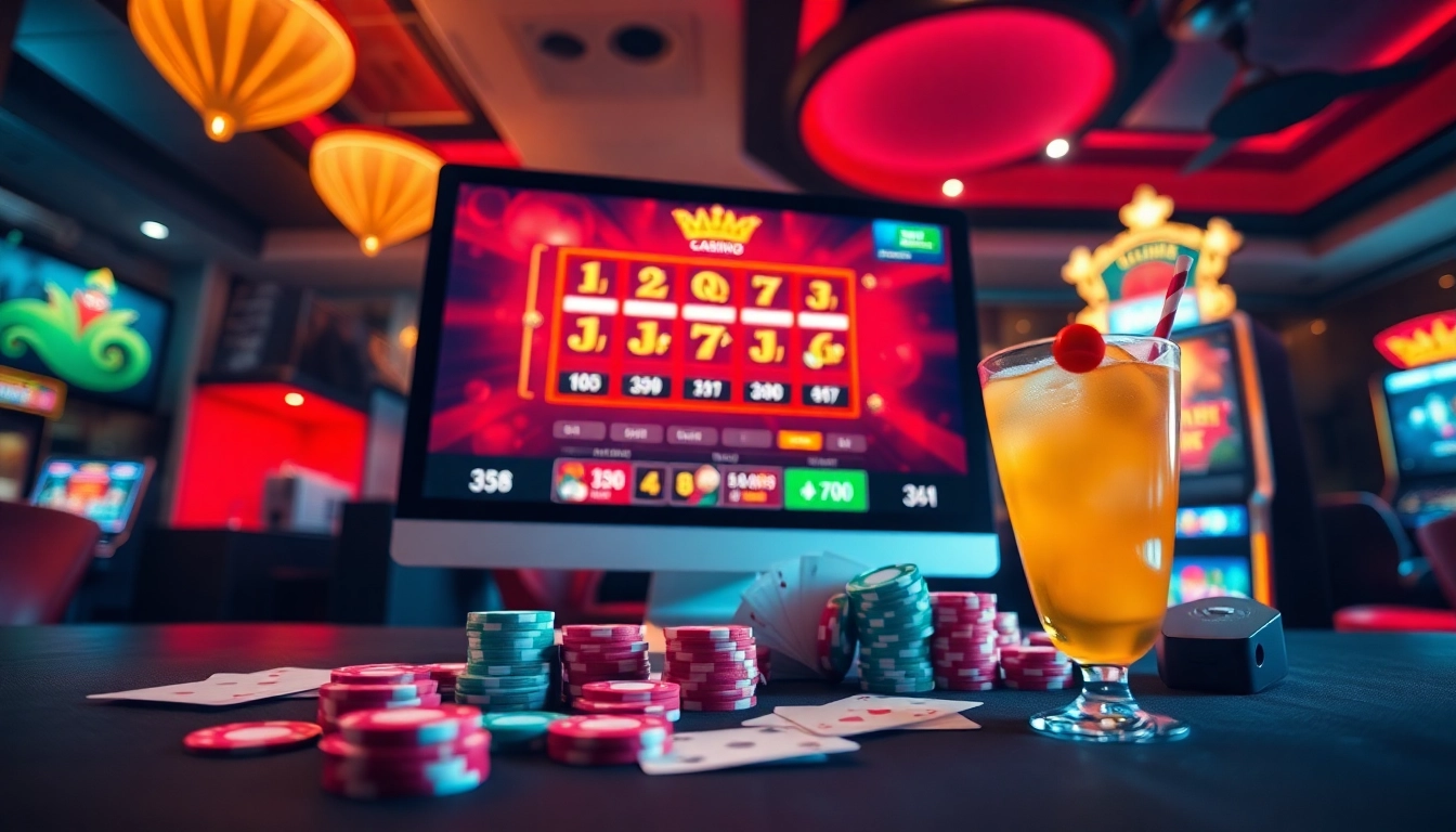 Exciting online casino scene featuring king88 slots and vibrant gaming elements.
