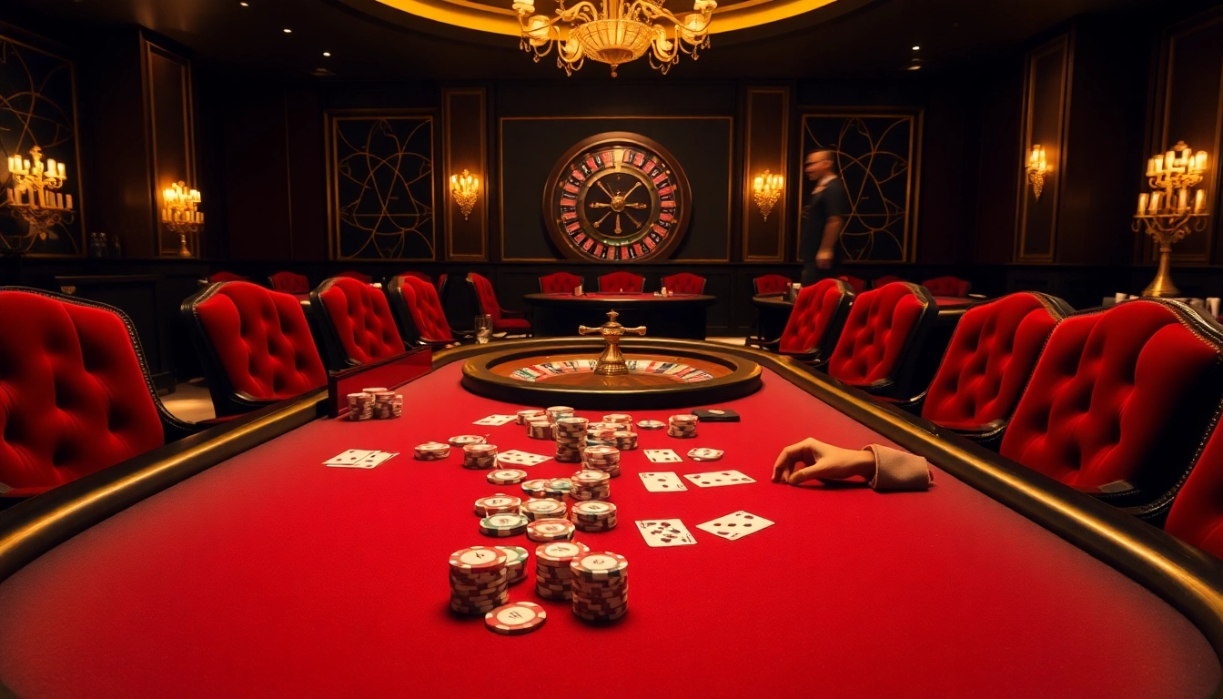 Players showcase strategy and excitement at tg88's lavish casino table, surrounded by chips and cards.