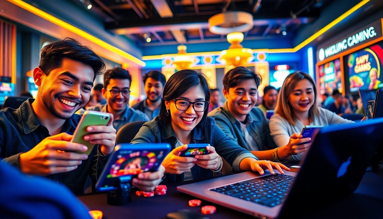 Experience the thrill of online gaming with go-88.us.com, showcasing diverse players engaging in various casino games.