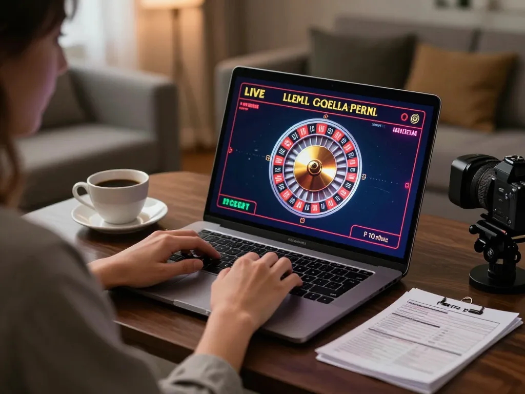 rr88 player enjoying live dealer roulette in a cozy home setting