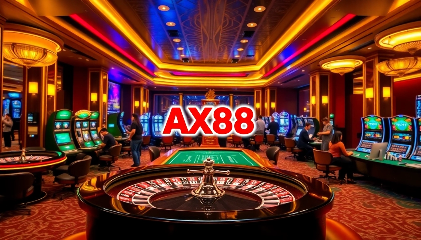 Experience high-stakes action at AX88 with vibrant casino games and elegant decor.