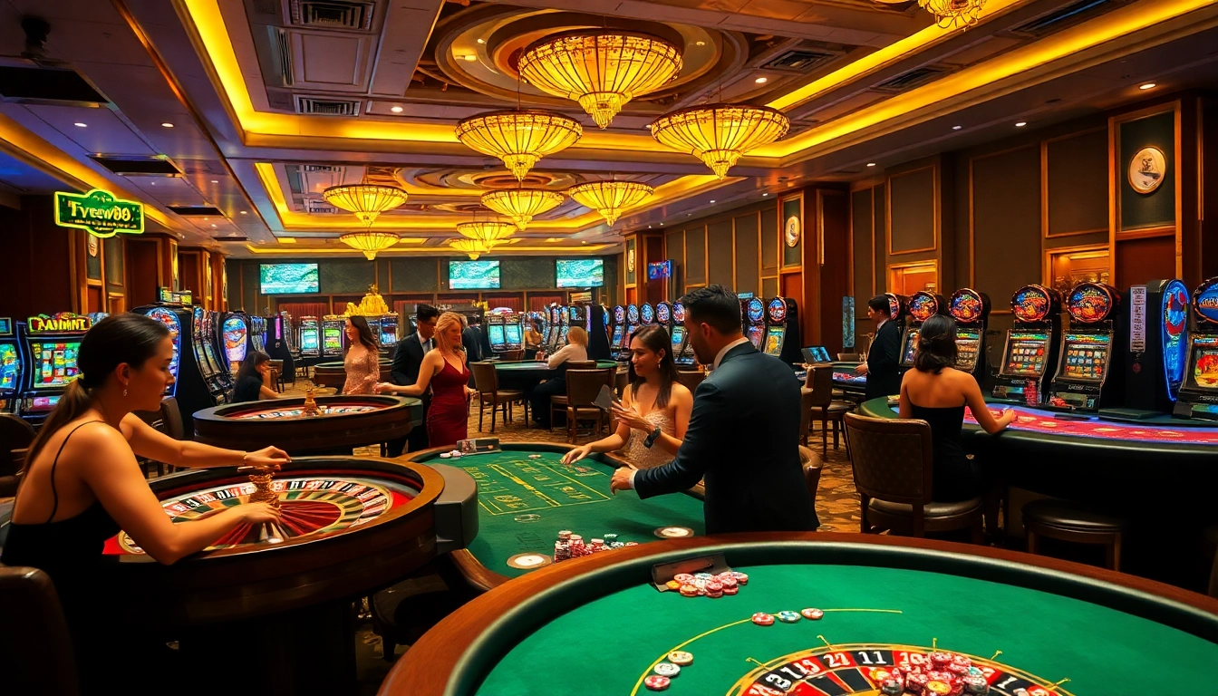 Winning players celebrating at fnew88.com casino tables with vibrant lights and atmosphere.