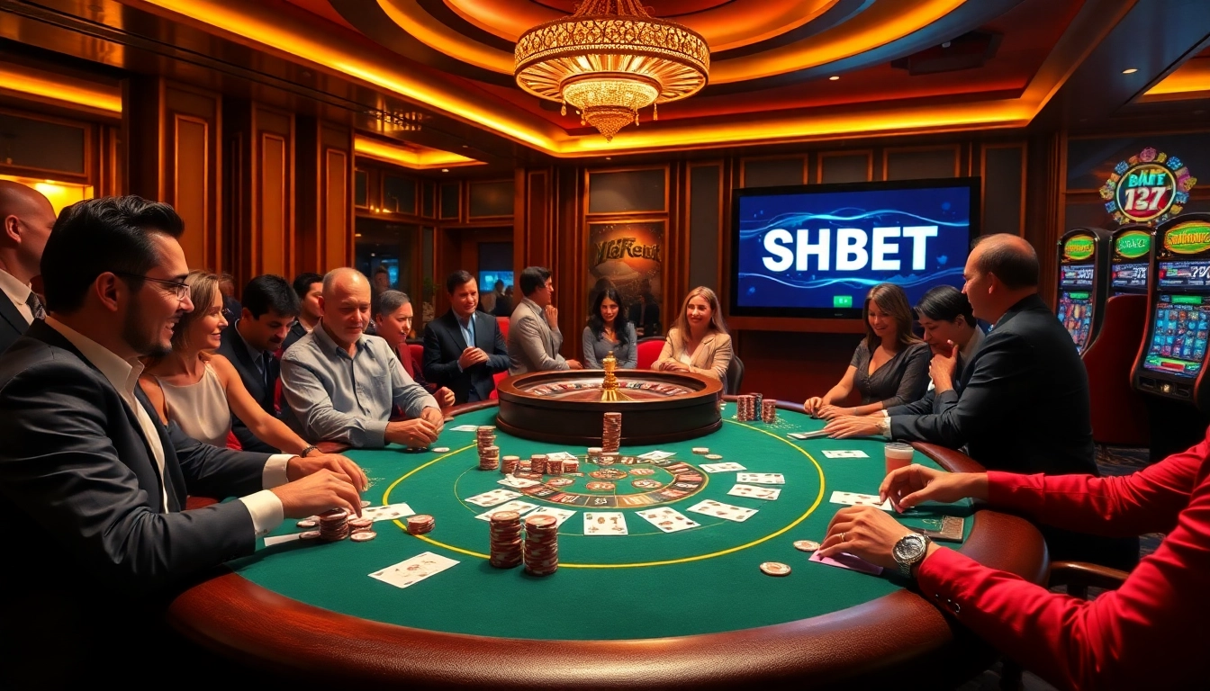 Experience the excitement of online gambling with truy cập SHBET chính thức at a luxurious casino table.
