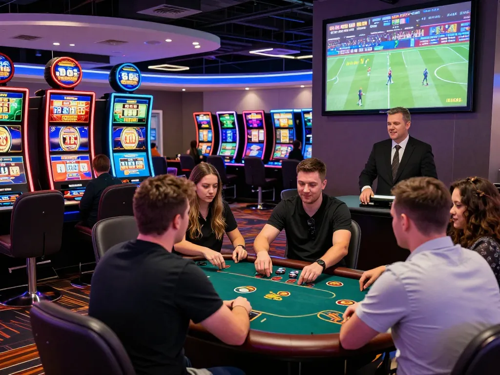 Players engaging at BL555 casino, enjoying vibrant gaming experiences and live sports betting.