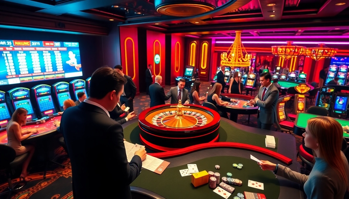 Exciting gambling scene featuring kèo nhà cái odds displayed on a digital screen during gameplay.