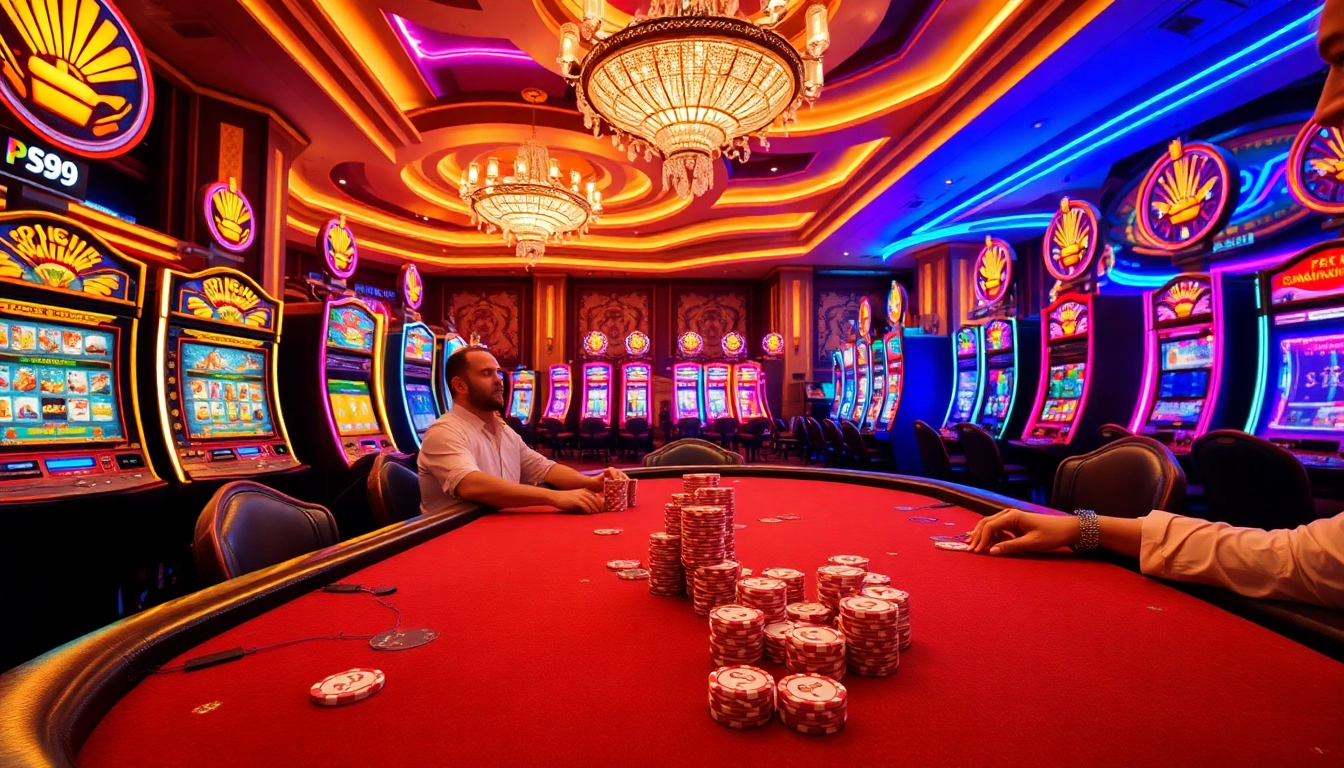 Engage in a thrilling PS99-themed poker game surrounded by luxurious casino elements.