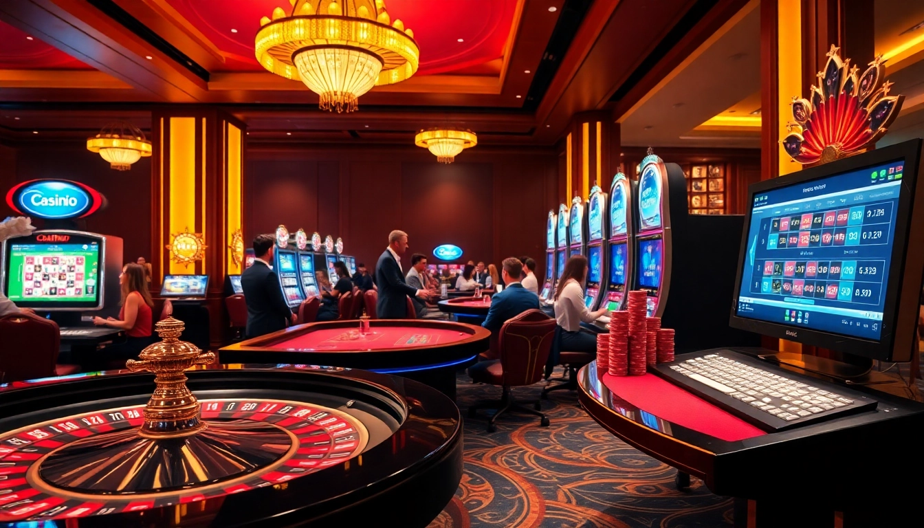 A vibrant online casino scene with c168okvip1.com visuals showcasing exciting roulette and poker games.